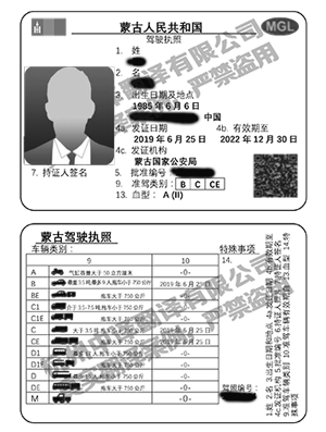 蒙古國(guó)駕照駕駛證翻譯模板-杭州中譯翻譯公司